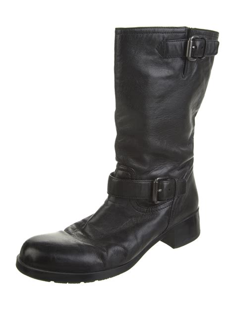 Prada Sport Leather Moto Boots 